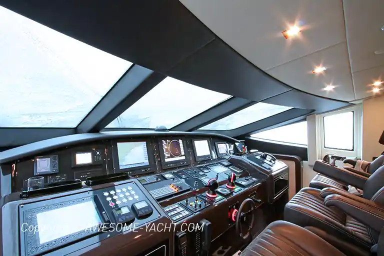 Navigation instruments on large Mangusta yacht